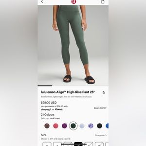 Lululemon Align 25" Dark Forest
